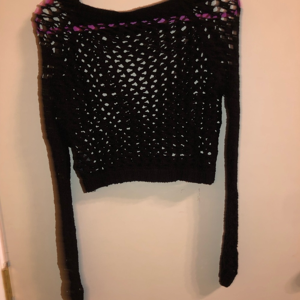 H&M Black Off-the-Shoulder Sweater with Intricate Knit